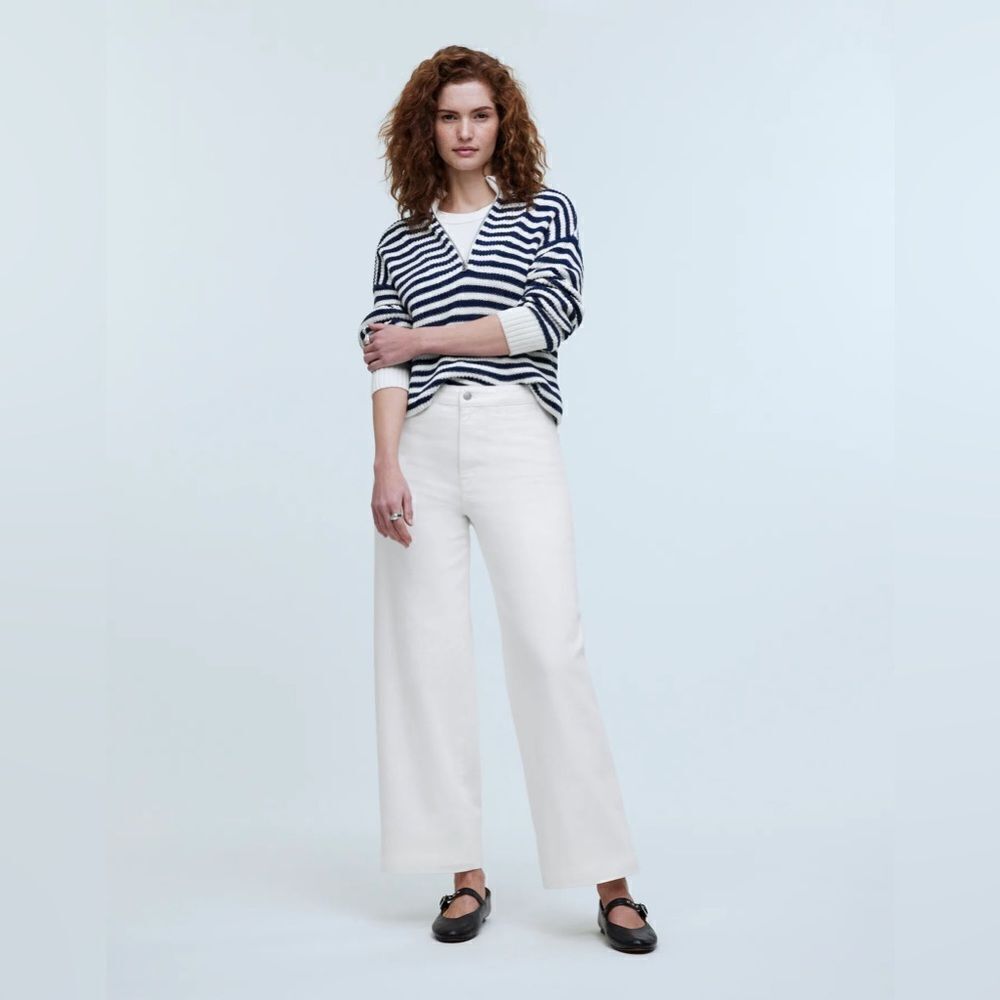 Madewell The Curvy Emmett Wide-Leg Jean Tile White Welt Pocket Edition Sz 32 NWT